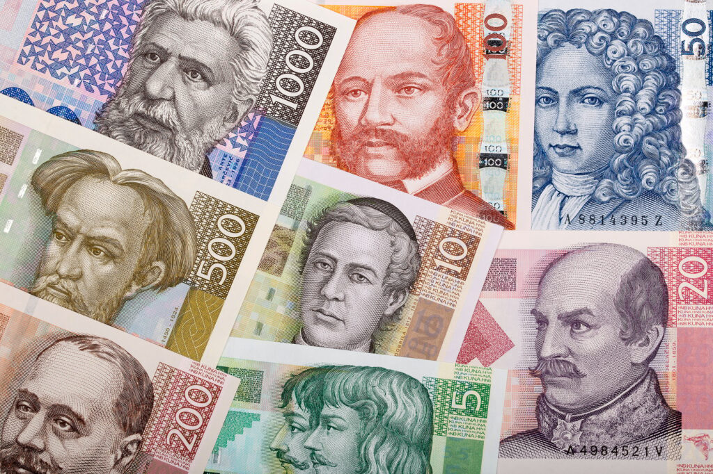 Full set of Croatian money, a background